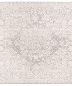 SAFAVIEH Reflection Collection 8' Square Light Grey/Cream RFT664C Vintage Distressed Living Room Dining Bedroom Area Rug