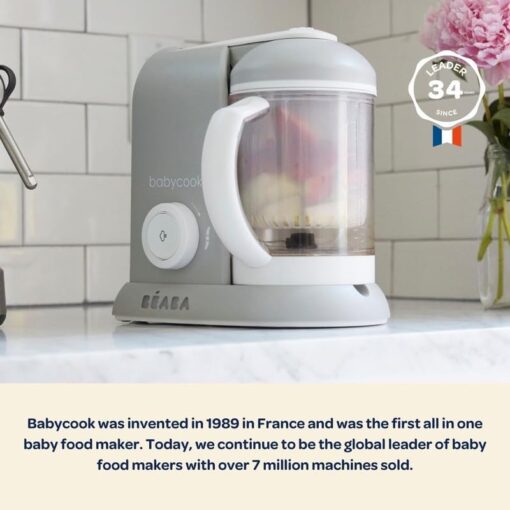 BEABA Babycook Solo 4 in 1 Baby Food Maker, Baby Food Processor, Steam Cook + Blend, Lrg Capacity 4.5 Cups 27 Servings in 20 Mins, Cook Healthy Baby Food at Home, Dishwasher Safe, Cloud - Image 6