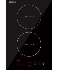 Empava Electric Stove Induction Cooktop Vertical with Dual Burners Vitro Smooth Surface 120V, 12 Inch, Black Ceramic Glass