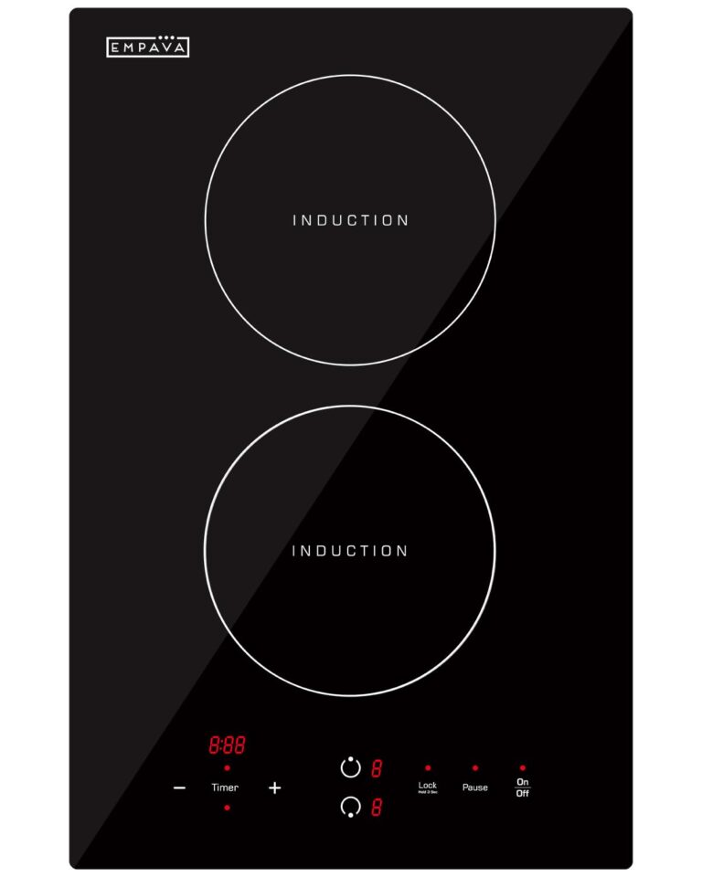 Empava Electric Stove Induction Cooktop Vertical with Dual Burners Vitro Smooth Surface 120V, 12 Inch, Black Ceramic Glass