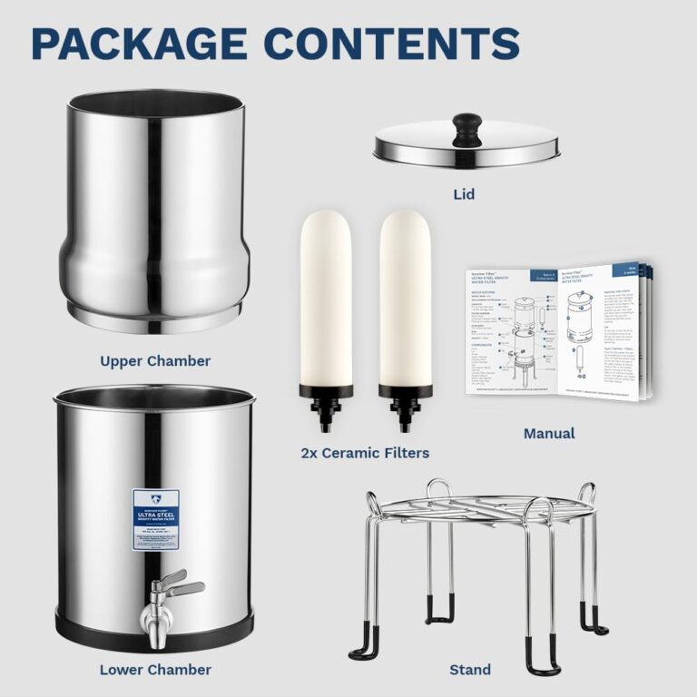 Survivor Filter Ultra Gravity Water Filter System - Stainless Steel Countertop Gravity Fed Water Filter with Stand, 2.25 Gallon, for Home and Outdoors - Removes Bacteria, Viruses, and Parasites - Image 2