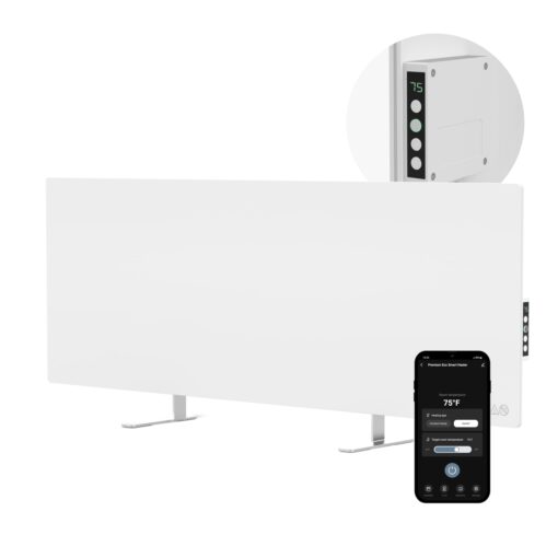 AENO Infrared Heater - With Thermostat - 700 Watt Energy Saving Panel Electric Heater - Smart Wall Mount or Freestanding Space Heater For Indoor with WiFi, Reddot Winner 2023, White
