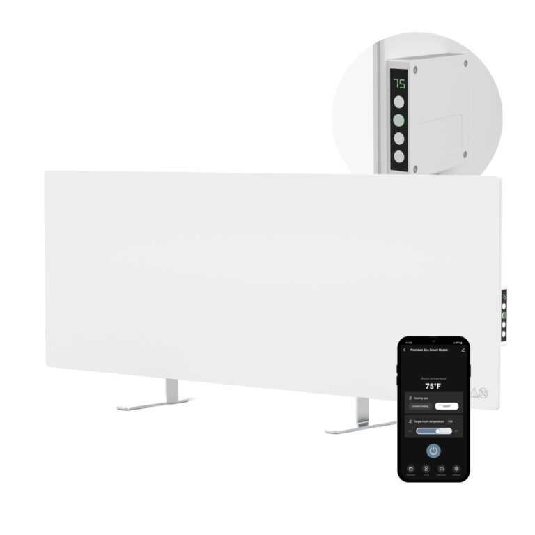 AENO Infrared Heater - With Thermostat - 700 Watt Energy Saving Panel Electric Heater - Smart Wall Mount or Freestanding Space Heater For Indoor with WiFi, Reddot Winner 2023, White