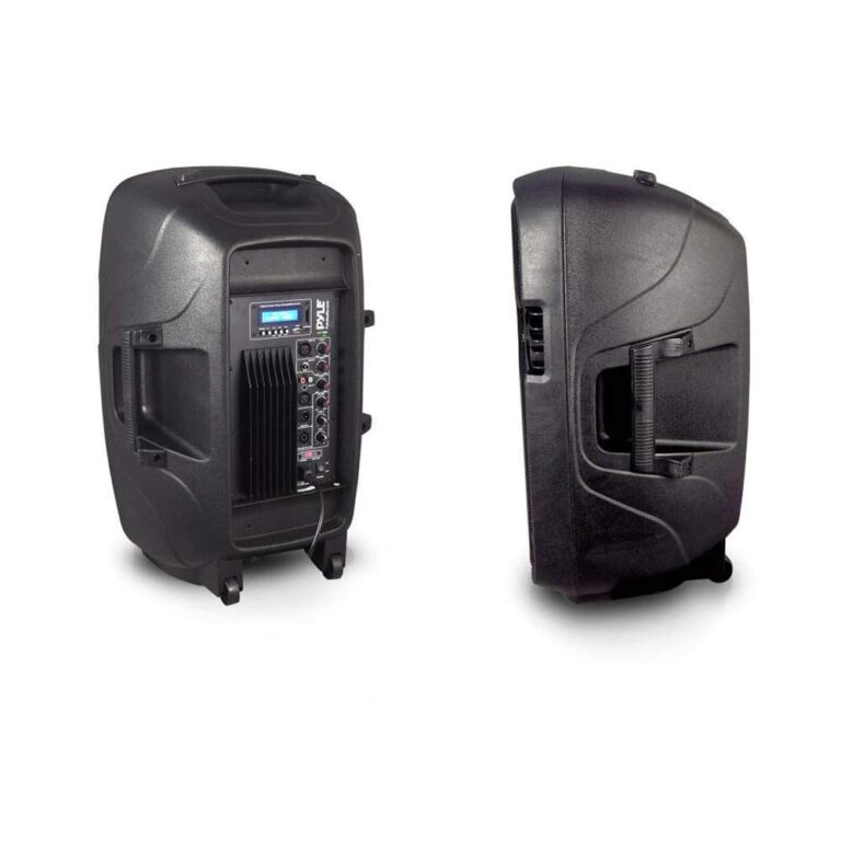 Pyle PPHP155ST Wireless Portable PA Speaker System - 1500W High Powered Bluetooth Compatible Active Outdoor Sound Speakers w/ USB SD MP3 RCA - 35mm Mount, Stand, Microphone, Power Cable, Black, 15" - Image 4