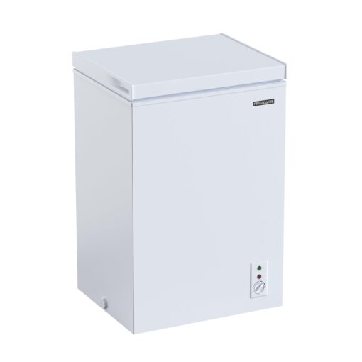 FRIGIDAIRE EFRF3005-AMZ Chest Deep Freezer-Garage-Ready, 3.5 Cu. Ft. Capacity, White-Adjustable Thermostat-Removable Vinyl Coated Wire Basket-Easy Defrost Drain
