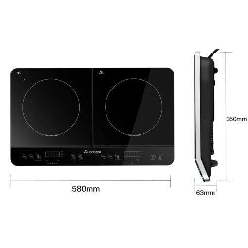Aobosi Double Induction Cooktop Burner with 240 Mins Timer, 1800w 2 Induction Burner with 10 Temperature 9 Power Settings, Portable Dual Induction Cooker Cooktop with Touch Sensor Control & Child Safety Lock - Image 3