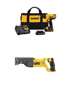 Dewalt DCD771C2 20V MAX Cordless Lithium-Ion 1/2 inch Compact Drill Driver Kit and Reciprocating Saw, Bare Tool Only