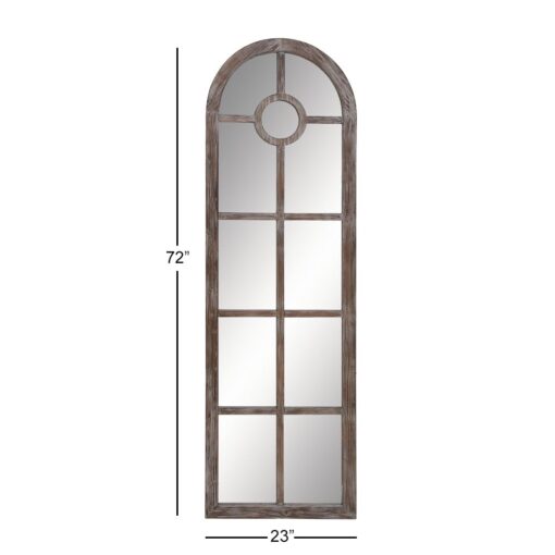 Deco 79 Wood Room Wall Mirror Arched Window Pane Entryway Mirror, Wall Mounted Mirror 23" x 1" x 72", Brown - Image 5