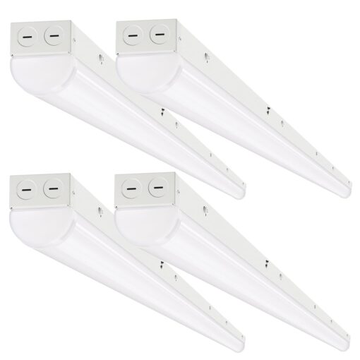 DAKASON 8FT LED Linear Light Fixture, 8 Foot LED Shop Lights 80/70/60W 35/40/5000K CCT Selectable, 8 Feet Commercial Bay Lighting Fluorescent Tube Replacement for Garage Warehouse 4 Pack