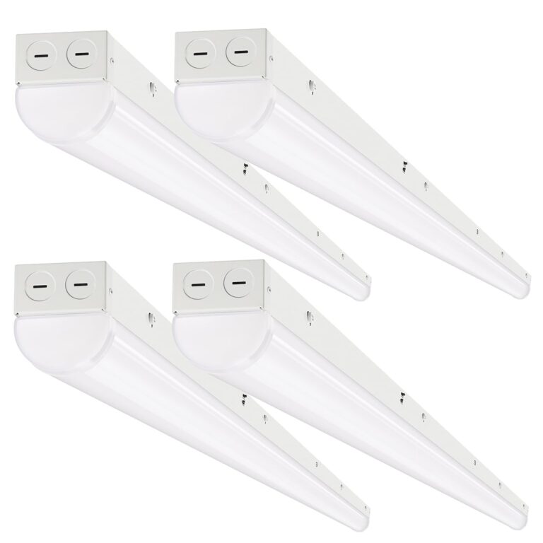 DAKASON 8FT LED Linear Light Fixture, 8 Foot LED Shop Lights 80/70/60W 35/40/5000K CCT Selectable, 8 Feet Commercial Bay Lighting Fluorescent Tube Replacement for Garage Warehouse 4 Pack