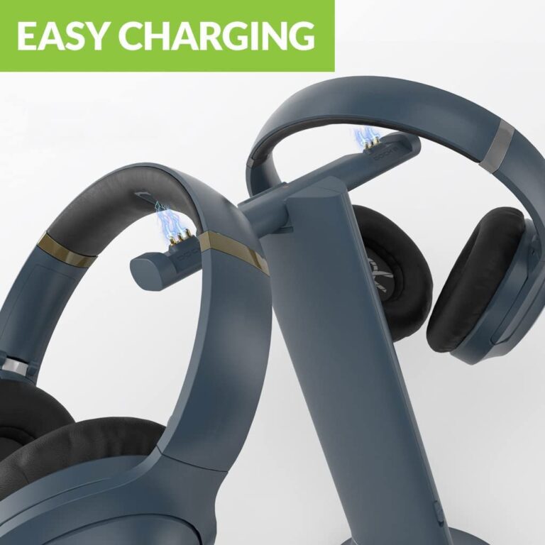 Avantree Duet - Dual Wireless Headphones for TV Watching with Transmitter/Charging Stand 2-in-1, Clear Dialogue Mode & Volume Boost for Seniors, Scalable to 100 Headphones - Blue - Image 3