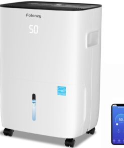 Smart Dehumidifier,Folanzy 120 Pints Energy Star Dehumidifier for Basement Bedroom Home Garage and Large Room Spaces up to 6,200 Sq. Ft with Drain Hose and Water Tank