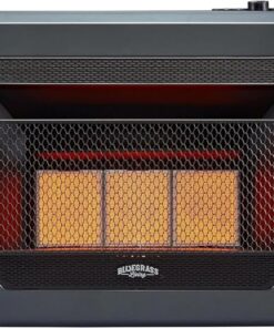 Bluegrass Living B28TPIR-BB Propane Vent Free Infrared Gas Space Heater With Thermostat Control, Blower, and Base Feet, 30,000 BTU, Heats Up to 1,450 Square Ft, Black