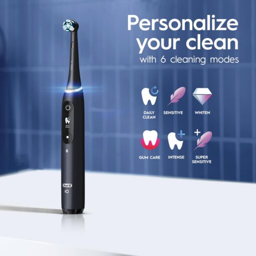 Oral-B iO Series 8 Electric Toothbrush with 2 Replacement Brush Heads and Travel Case, Rechargeable Toothbrush, Black Onyx - Image 7