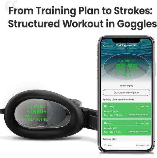Holoswim 2 Pro Smart Swim Goggles Anti-fog AR Display, Real-time Metrics, Fitness Tracker, Apple/Garmin Compatible, AI-Powered Analysis and Workout Plan Pool/Open-Water Compatible - Image 7
