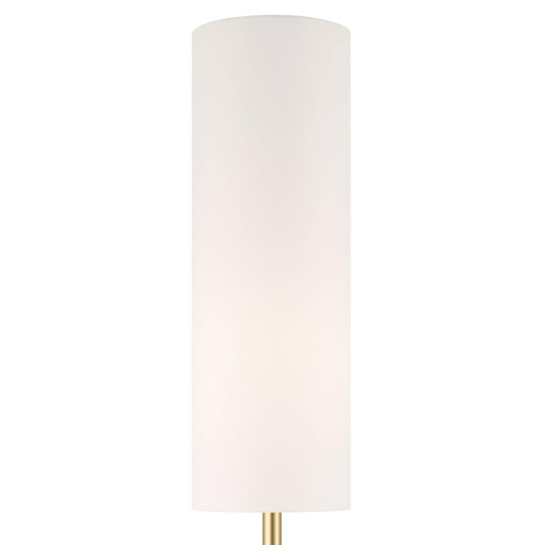 Possini Euro Design Moderne Mid Century Modern 62" Tall Standing Floor Lamp Droplet Foot Switch Metal Soft Gold Finish Living Room Bedroom House Reading Office Home Decor Entryway White Drum Shade - Image 6