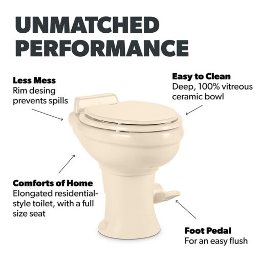 Dometic 320 Series Low Profile Toilet, Bone - Image 3