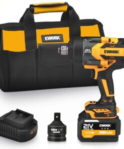 EWORK 3/4 Cordless Impact Wrench Max 1500 Ft-lbs 21V Brushless High Torque 3/4 Impact Gun with 6.0Ah Li-ion Battery, Fast Charger, 3/4" to 1/2 Inch Socket Adapter, Tool Bag (RB-819)