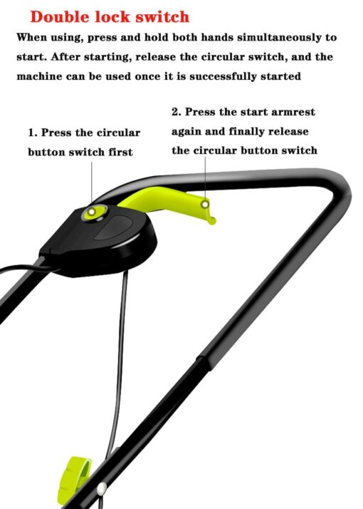 BVFNKQSC 1600W Powerful Electric Lawn Mower, Hand Pushed Cordless Electric Household Lawn Mower, with Adjustable Cutting Height in 3 Gears,Green - Image 2