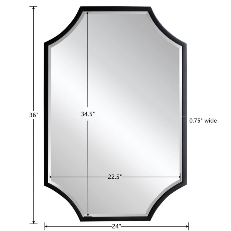 Kelly Miller Scalloped Black Bathroom Mirror for Wall, 24"x36" Black Mirror Decorative Wall Mirror Art Framed Mirror Bevelled for Master Bath Half Bath Living Room Fireplace Mantle Entryway Hallway - Image 4