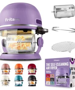 Non-Toxic Air Fryer - Glass AirFryer 5 Quart w/ 360 Visibility, Self-Cleaning, 400F Vortex Air Fryer for Even Cooking, BPA-Free Teflon Free, 6-in-1 Functions, Rotisserie, Roast, Bake, Lavender