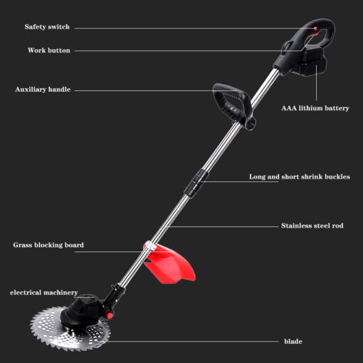 FresQa Brushless Lithium Electric Lawn Mower Multifunctional Handheld Home Lawn Mower high-Power Lawn Mower,Battery 1 - Image 5