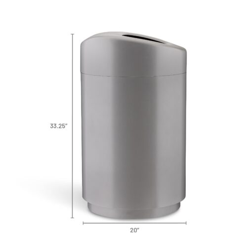 Safco Open Top Trash Can, 30 Gallon Stainless Steel Modern Garbage Can for Indoor Use, Silver - Image 2