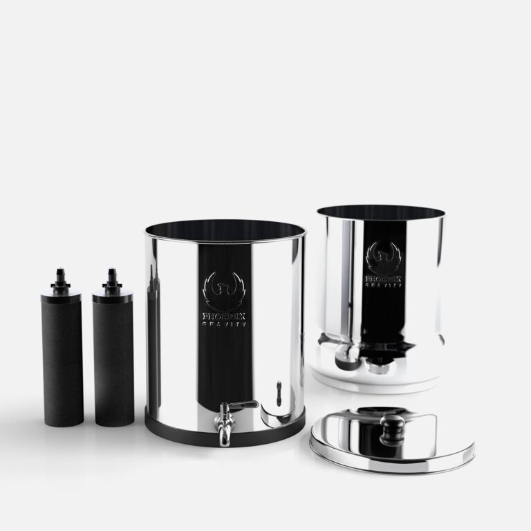 PHOENIX GRAVITY - 1.5 Gallons NSF Certified AISI 304 Stainless Steel Countertop Water Filter System with 2 Smart (Black) Carbon Filter Elements & Free Stainless Steel Water Spigot (1.5G) - Image 3