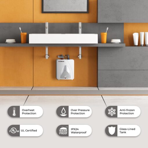 CAMPLUX Electric Small Hot Water Heater, 1.3 Gallon Point of Use Hot Water Heaters 120V 1440W, Under Sink, Wall or Floor Mounted, Easy to Install - Image 6