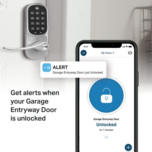 Yale | LiftMaster Smart Touchscreen Deadbolt with Keypad Lever (Satin Nickel) & myQ Chamberlain Smart Garage Door Hub, Bundle - Image 5