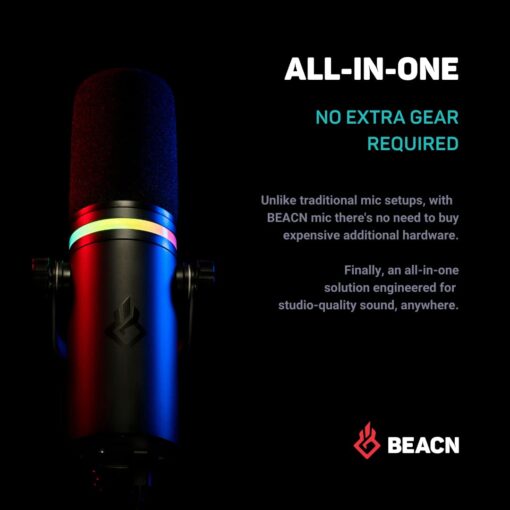 BEACN Dark Dynamic USB Mic for PC - Professional Microphone for Podcast, Gaming, Streaming - Studio-Quality Desk Mic for YouTube, Twitch, and Recording. Microphone for PC, Gaming & Streaming - Image 4