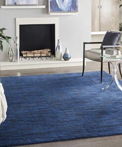 Nourison Essentials 108x144 Rectangle Fabric Area Rug in Midnight Blue