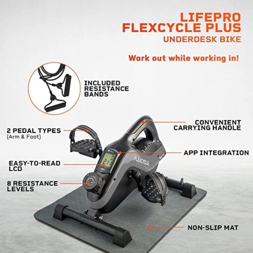 LifePro Under Desk Bike Pedal Exerciser, Arm and Leg Mini Exercise Bike Stationary Bike Pedals, Perfect Desk Exercise Equipment, for Seniors Adults and Teens - Foot Pedal Exerciser and Desk Workout - Image 5