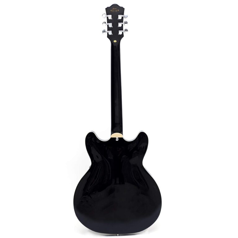 GROTE Jazz Electric Guitar Semi-Hollow Body Trapeze Tailpiece Bridge Guitar Gig Bag (Black) - Image 6