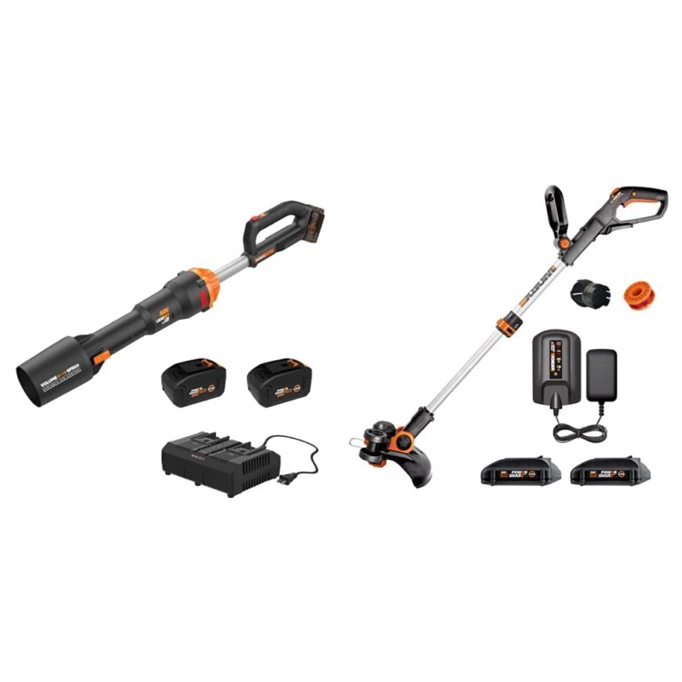 Worx Nitro 40V LEAFJET WG585 Leaf Blower Cordless with Battery & Charger, PowerShare, Blowers for Lawn Care Up to 165 MPH 620 CFM | Worx String Trimmer Cordless GT3.0 20V PowerShare 12" Edger & Weed Trimmer (2 Batteries & Charger Included) WG163