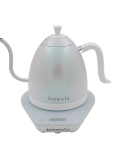 Brewista Artisan Electric Gooseneck Kettle, Water Boiler with LCD Panel, Precise Temperature Control, Fast Boiling and Keep Warm Settings for Pour-Over Coffee & Tea, Café, 1 Liter (White Iridescent)