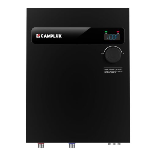 CAMPLUX Tankless Electric Water Heater 18kW, On Demand Hot Water Heater Electric with Digital Display 240V for Whole House Shower, Black