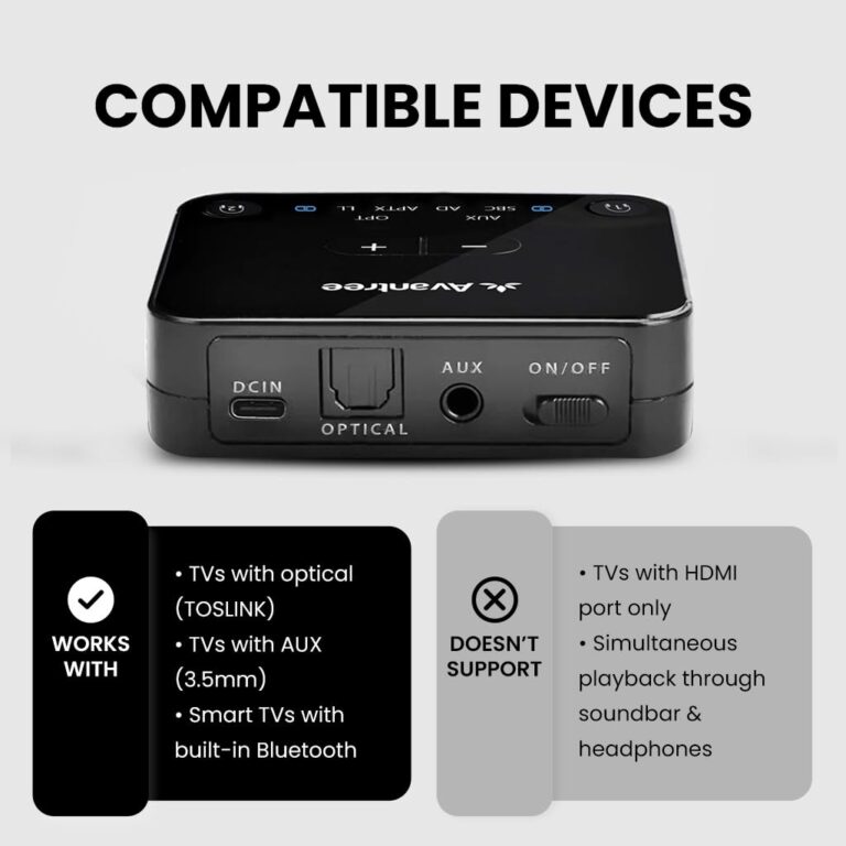 Avantree HT41899 Plus 2 [2025 Upgrade] - Dual Bluetooth 5.3 Wireless Headphones for TV Watching with Transmitter & Charging Docks, aptX Adaptive & Low Latency, Compatible with Optical & 3.5mm AUX TVs - Image 7