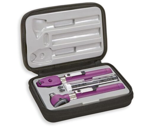 ADC Otoscope/Ophthalmoscope Diagnostic Set, Pocket Size, LED Lamp, 2.5V, Hard Case, Diagnostix 5110NLV, Purple
