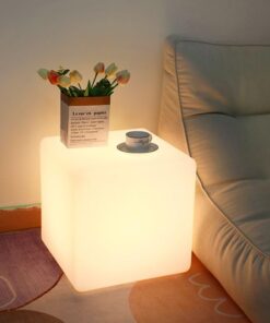 COPU 20-inch LED Cube Night Light, 16 Colors Changing Rechargeable Cube Lamp w/Remote, Ultra-Sturdy Cosmic Seat Floor Lamp LED Furniture for Home Outdoor Pool Wedding Party Decor