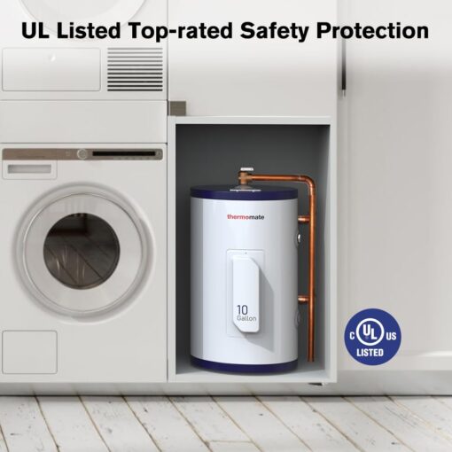 thermomate Tank Water Heater Electric, 10 Gallon Small Point of Use Hot Water Heater, 120 Volt 1500W Compact Residential Water Heater, Adjustable Thermostat, UL Listed (ES1000) - Image 7