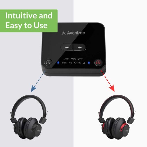 Avantree HT41899 - Dual Bluetooth Wireless Headphones for TV Watching, Compatible with TVs (Optical/AUX), 40Hrs Playtime, Individual Volume Control, Includes Transmitter & Stand - Image 7