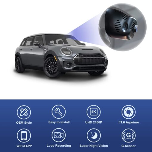 Fitcamx 4K Dash Cam Suitable for Mini Convertible Clubman Countryman Cooper S Oxford ALL4 F54/F55/F56/F57/F60 (Model A), OEM Look, UHD 2160P Video WiFi, G-Sensor, Loop Recording, Plug&Play, 64GB Card - Image 5