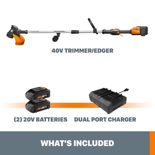 Worx String Trimmer Cordless, Edger 40V Power Share Weed Trimmer 13" (2 Batteries & Charger Included) WG184 - Image 5