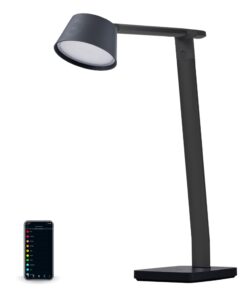 BLACK+DECKER Bostitch Verve Designer Smart Desk Lamp, Compatible with Alexa, Auto-Circadian Mode, True White LED + Color Ambiance, Qi Wireless Charger, Black, Certified for Humans
