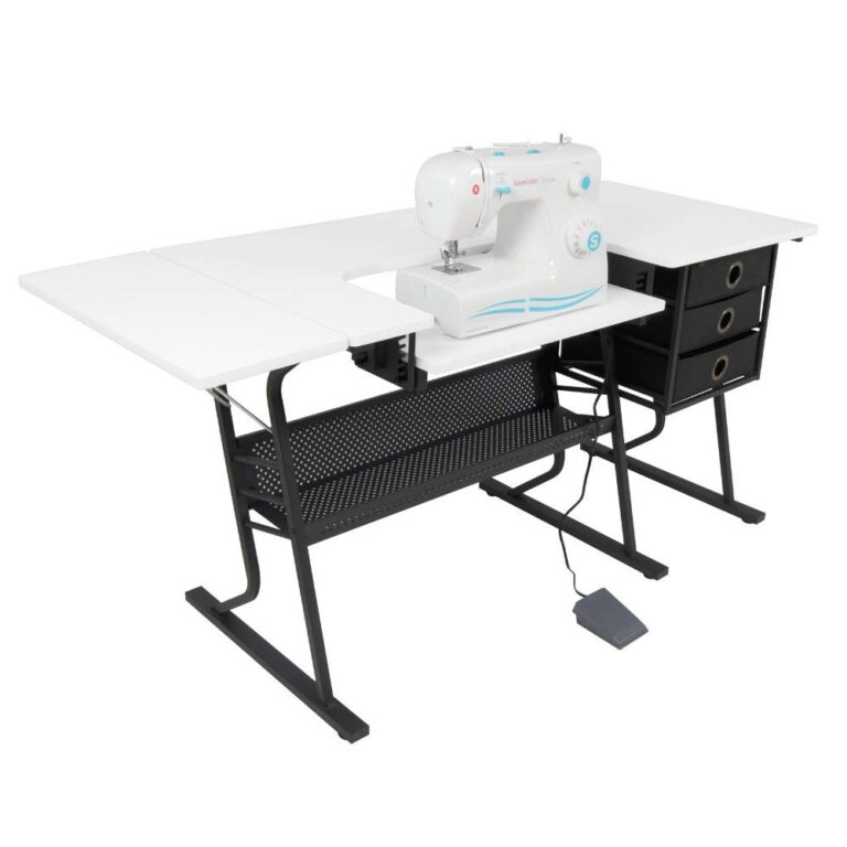 Sew Ready Eclipse Hobby Sewing Center Craft Table Sturdy Computer Desk with Drawers in Black/White, 13362 - Image 8