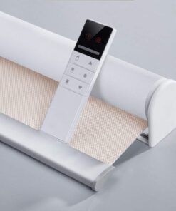 Motorized Blinds with Remote (23-95 inches) Window Roller Shade Wireless Rechargeable Motor Popular Sunshine Fabric for Office and Home Customize Size (82006D-1)