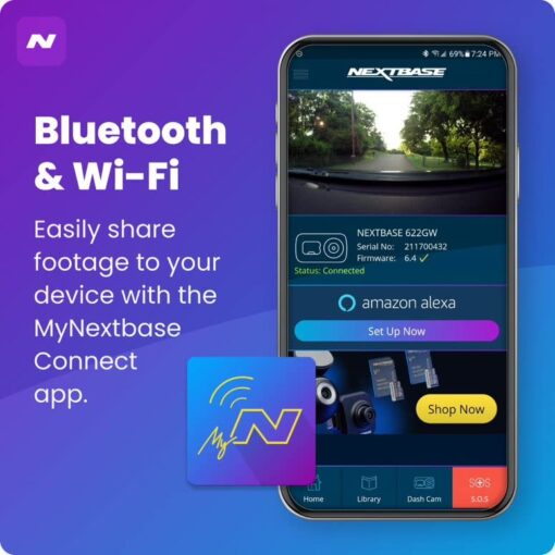 Nextbase 422GW Dash Cam Small with APP- Full 1440p/30fps Quad HD Recording in Car Camera- Amazon Alexa Voice Control- WiFi GPS Bluetooth- Parking Mode- Night Vision- Polarizing Filter Compatible - Image 3