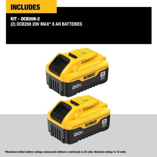 DEWALT 20V MAX* XR Batteries, 8.0-Ah, 2-Pack (DCB208-2) - Image 8