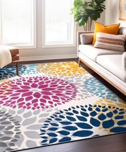 Rugshop Modern Floral Circles Design Easy Cleaning for Living Room,Bedroom,Home Office,Kitchen Non Shedding Area Rug 9' x 12' Multi